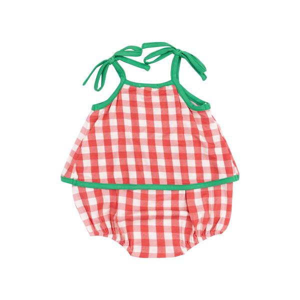 Strawberry Swing Front Sunsuit- Red Gingham
