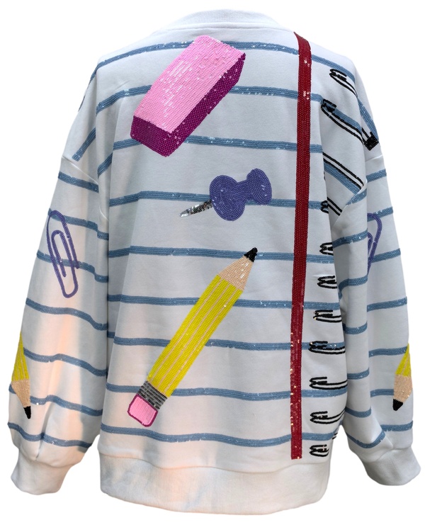Notebook Paper & School Supplies Sweatshirt- White