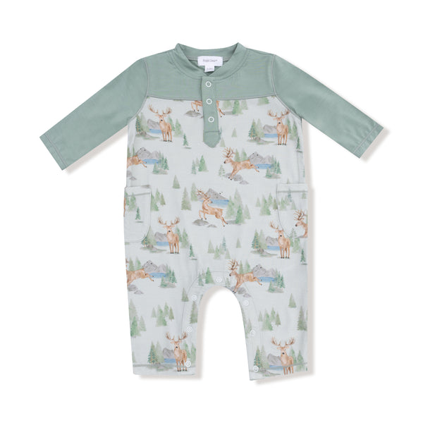 Buck Deer Romper W/ Contrast Sleeves