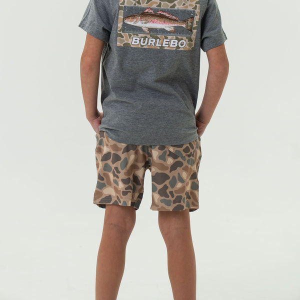 Youth Athletic Short- Pintail Camo- Grey Liner