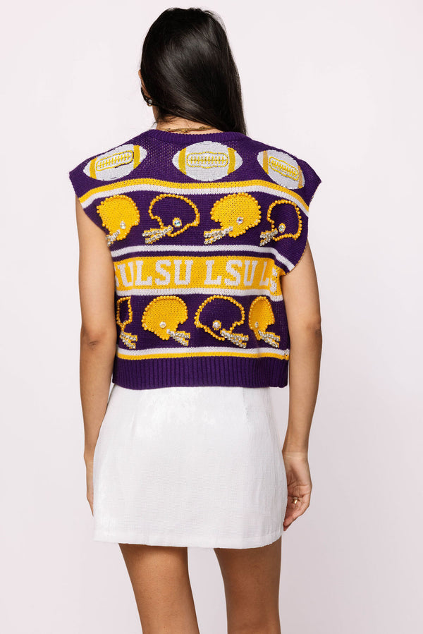 Licensed LSU Vintage Football Helmet Stripe Vest (Women's)