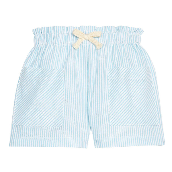 Patch Pocket Shorts- Aqua Sparkle Seersucker