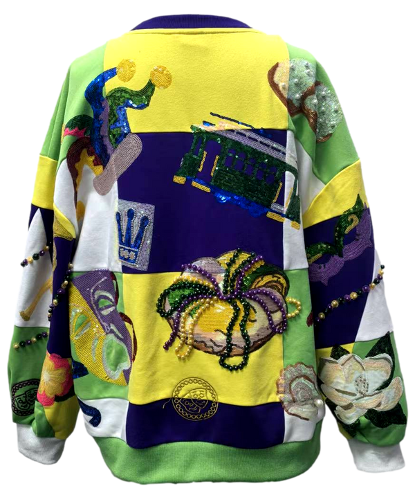 Checkered Mardi Gras Icon Sweatshirt- (Women's)