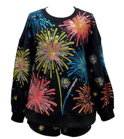 Black Bright Firework Sweatshirt- (Women's)