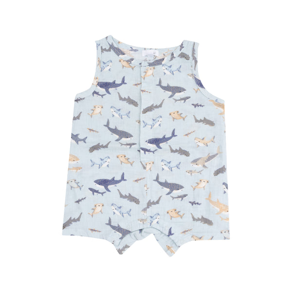 Sharks Sleeveless Romper- Blue
