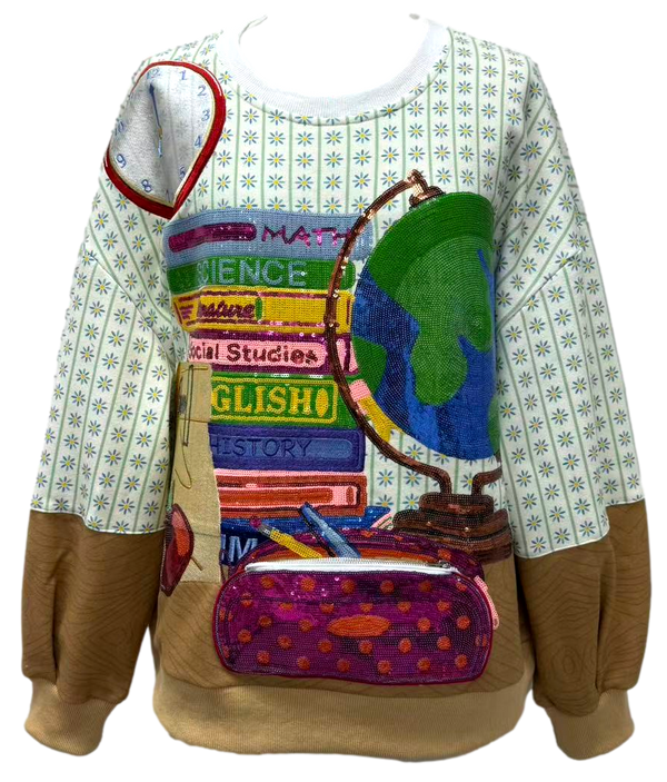 Multi School Books, Pencil Bag & Globe Sweatshirt- (Women's)