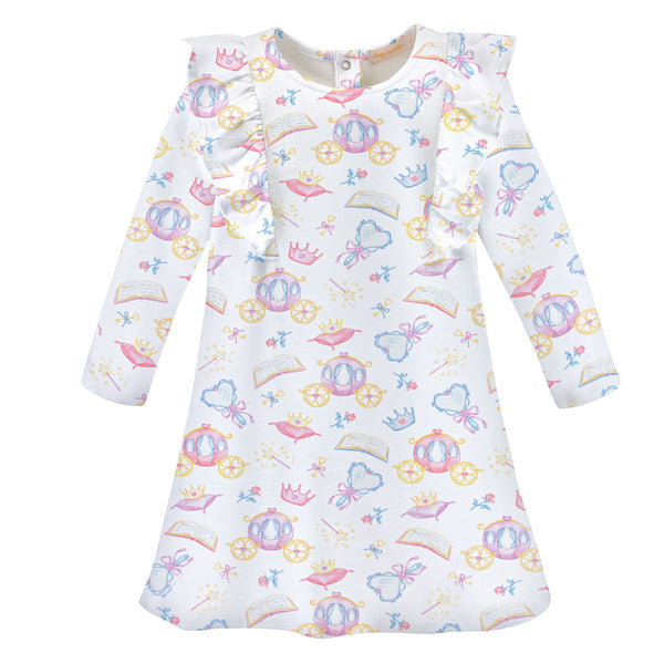 Once Upon A Time Printed Dress W/ Ruffles