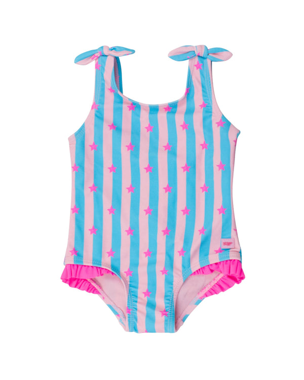 Tie Shoulder One Piece- Neon Star Party