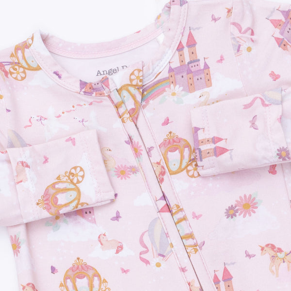 Princess Unicorns & Castle 2 Way Ruffle Zipper Footie