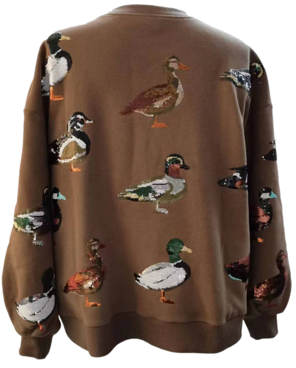 Brown Scattered Duck Sweatshirt- (Women's)