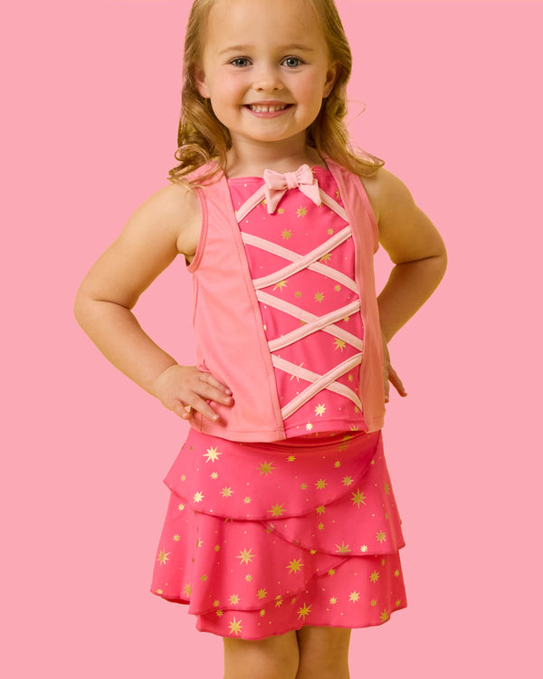 Active Princess Tiered Skort Set- Royal Pink Princess