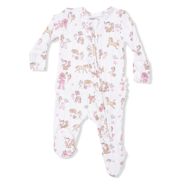 Cowgirl Nursery 2 Way Ruffle Zipper Footie