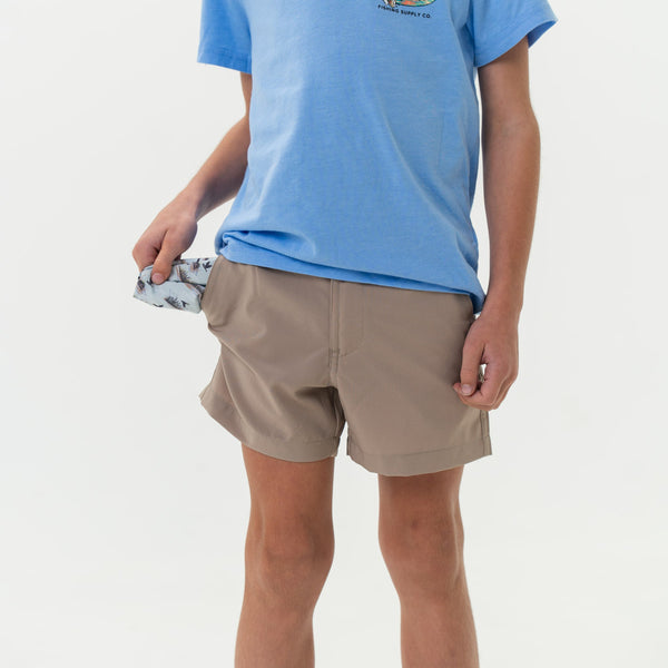 Youth Everyday Short- Cobblestone Khaki- Duck Hunt Pocket