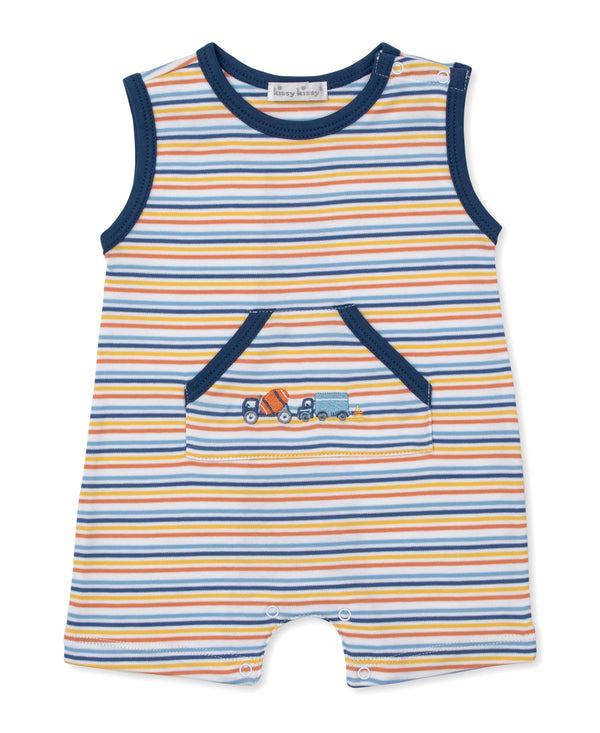 Construction Roadwork Sleeveless Playsuit- Multi Stripe
