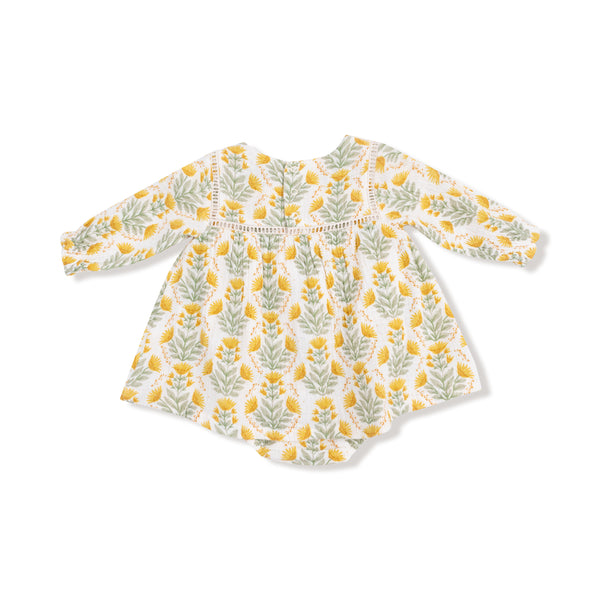 Winter Dandelions L/S Bubble W/ Skirt- Ivory/Yellow