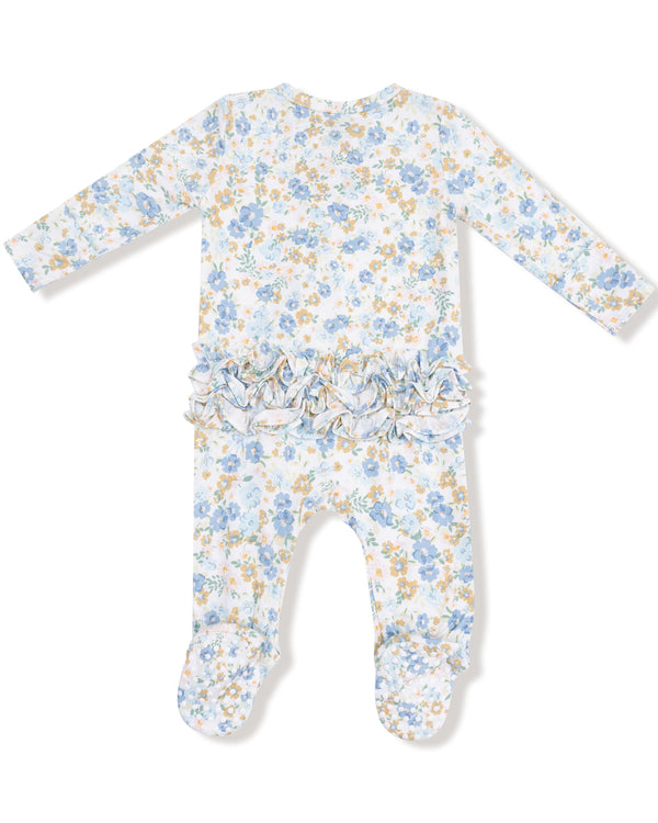 Sweet Rose Calico 2 Way Zipper Ruffle Footie