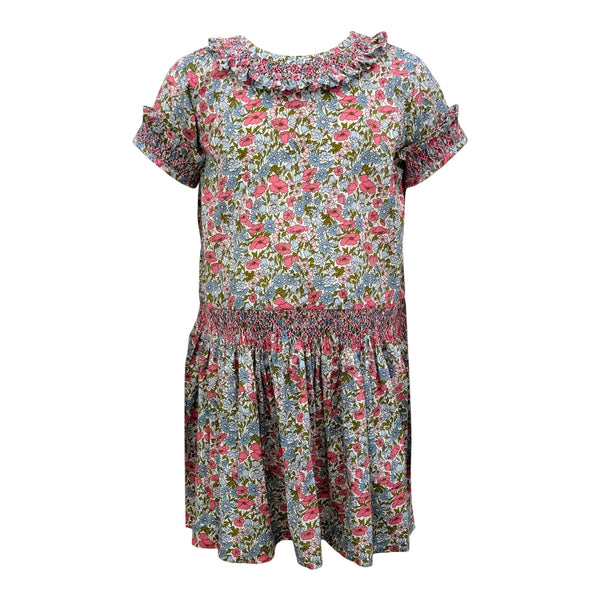 Titania Dress- Enchanted Floral W/ Pink Smocking