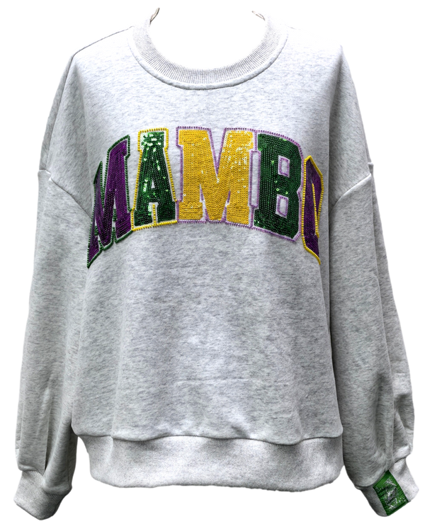 Grey Mardi Gras Sequin 'Mambo' Sweatshirt- (Women's)