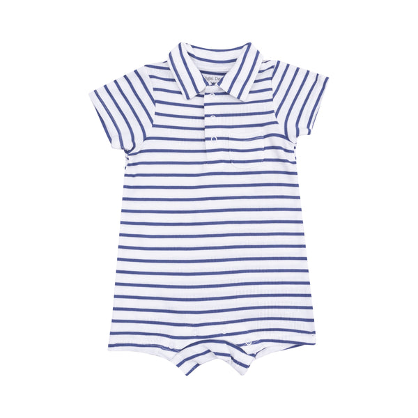 Stripe Vintage Blue Polo Romper
