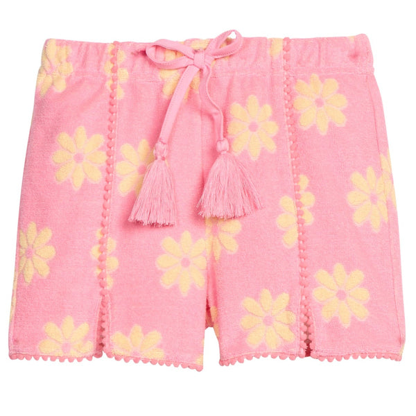Pom Pom Terry Shorts- Pink Floral