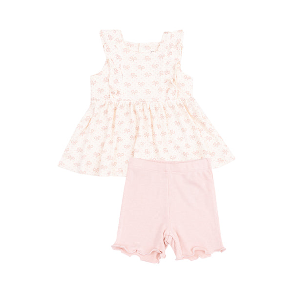 Vintage Mini Bows Ruffle Bike Short Set