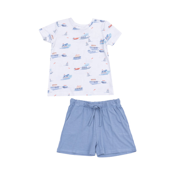 Bubbly Tugboats Crew Neck Short Set