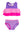 Flounce Bikini 2-Piece Swimsuit- Neon Purple Color Block