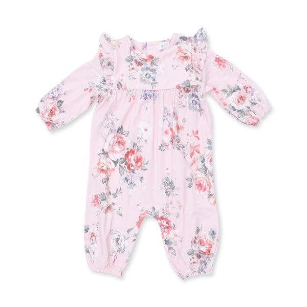 Painterly Rose Bouquets Ruffle Romper