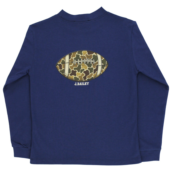 L/S Logo Tee- Football on Navy
