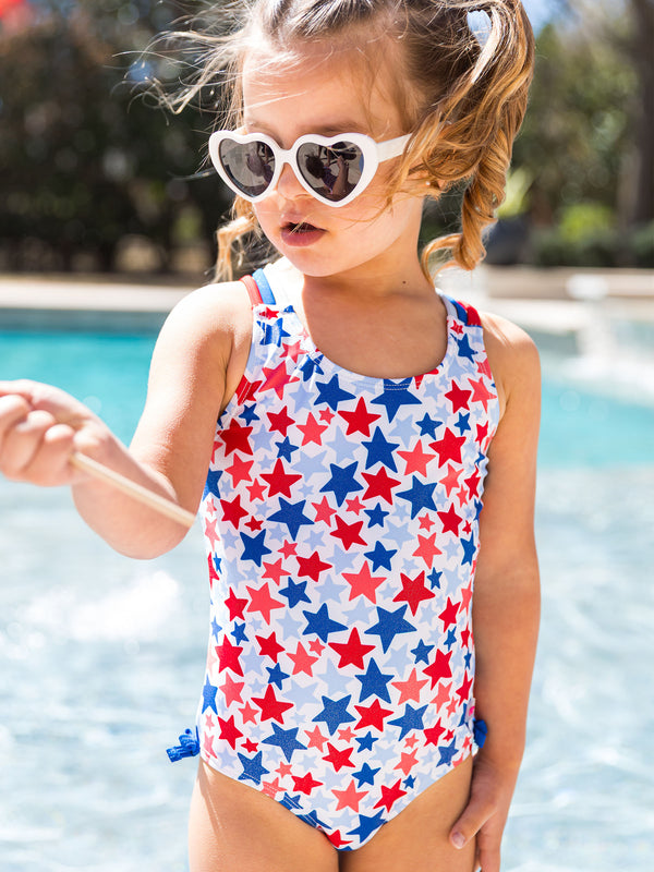 Cross-Back One Piece Swimsuit- Shimmer Star