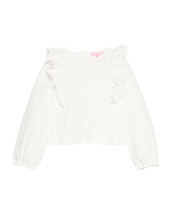 Ruffle Blouse- White Scallop