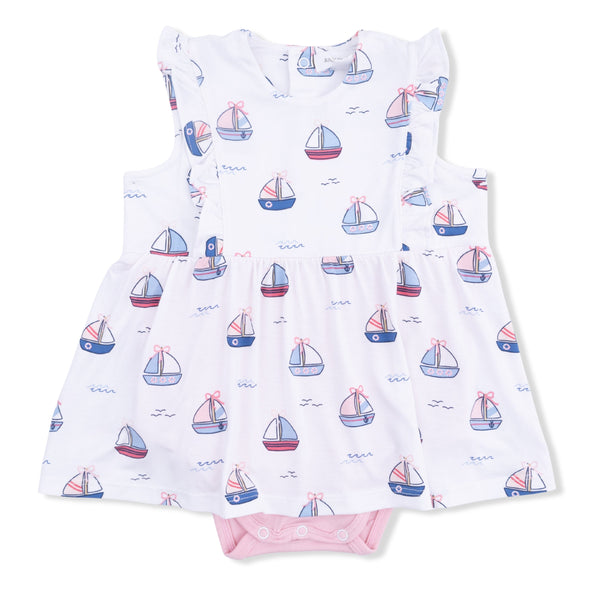 Bubbly Sailboats Ruffle Bodysuit Dress