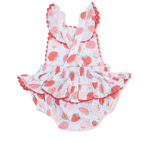 Strawberry Bliss Ric Rac Ruffle Sunsuit-