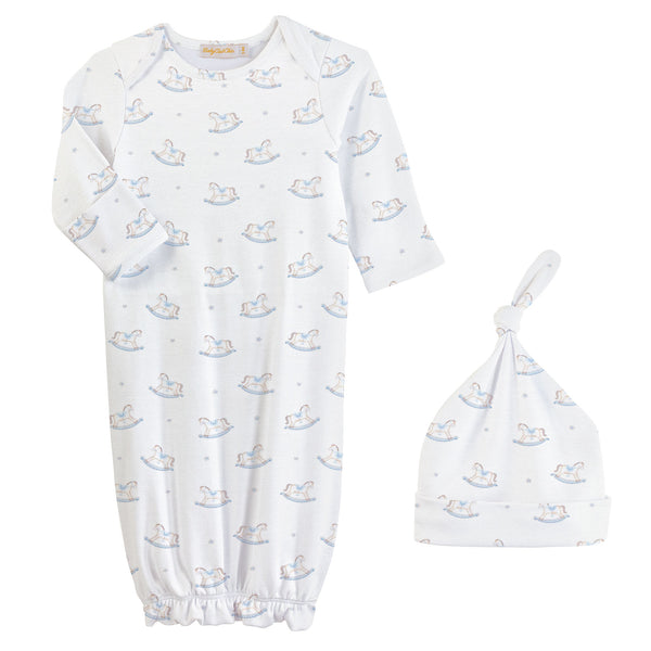 Tiny Rocking Horse Printed Gown & Hat Set