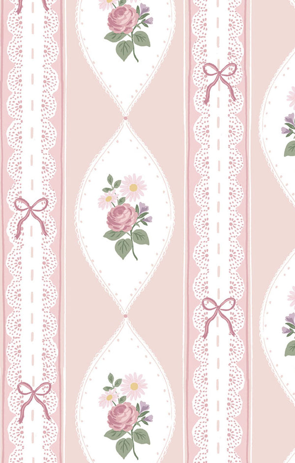 Ogee Lace Floral Pleat Dress W/ Diaper Cover- Light Pink