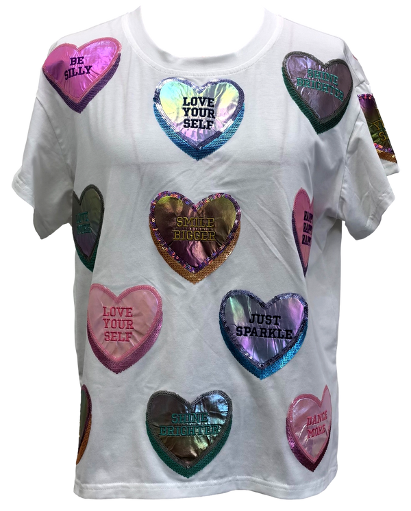 Positive Candy Hearts Tee- White