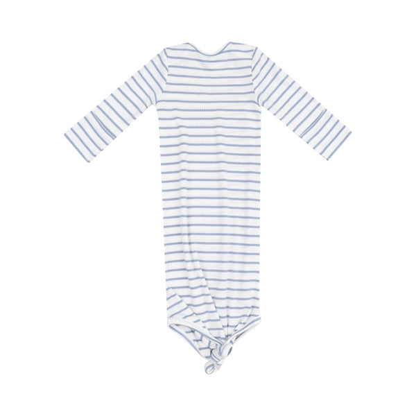 French Stripe Dusty Blue Knotted Gown