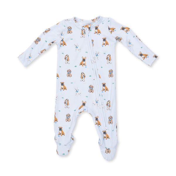 Bestie Dogs 2 Way Zipper Footie- Blue