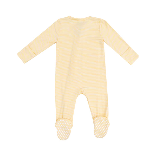 Stripe Yellow 2 Way Zipper Footie
