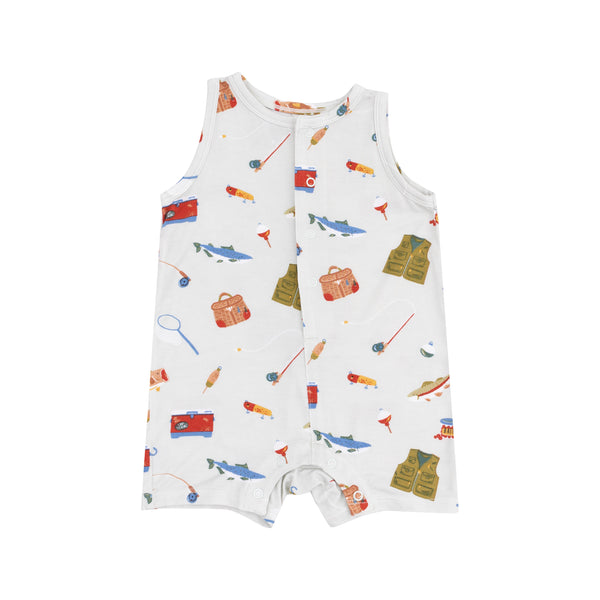 Fishing Things Sleeveless Romper- Green