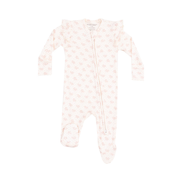 Vintage Mini Bows 2 Way Ruffle Zipper Footie
