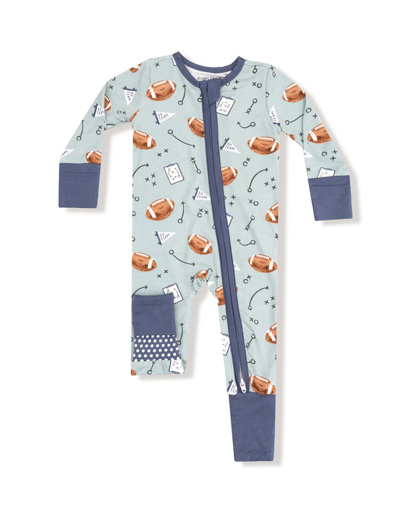 Touchdown Time Grey Mist 2 Way Zipper Romper