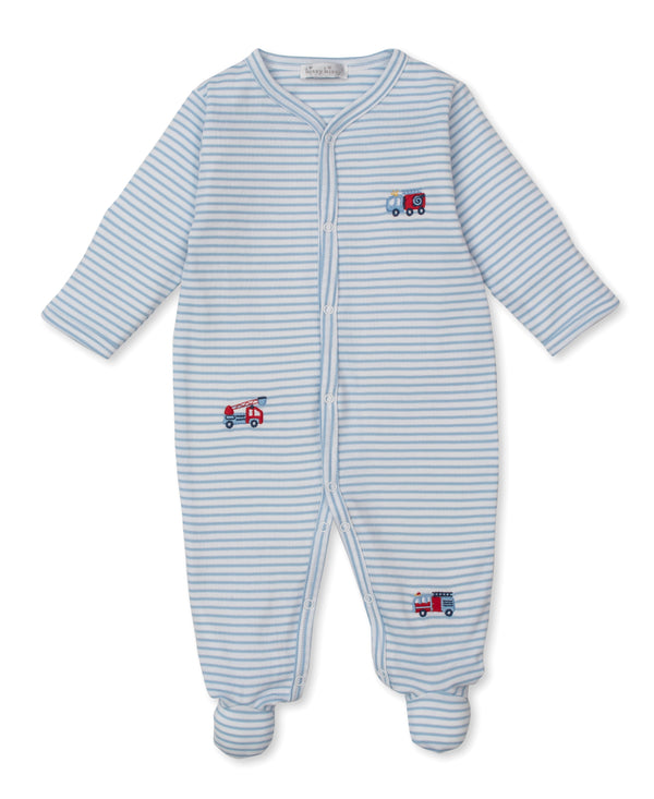 Fight the Fire Footie- Light Blue Stripe