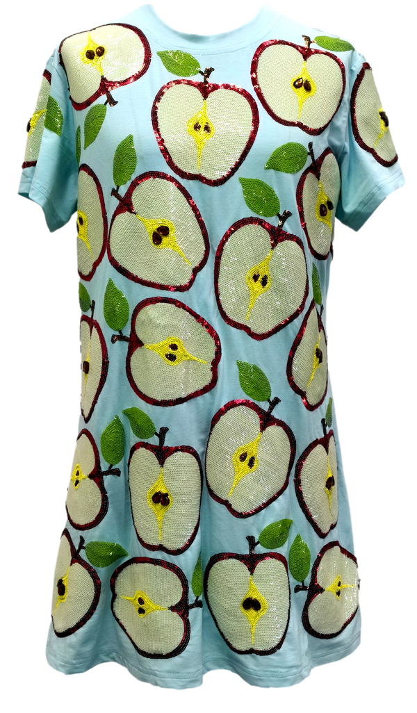 Light Blue Apple Slice Tee Dress- (Women's)