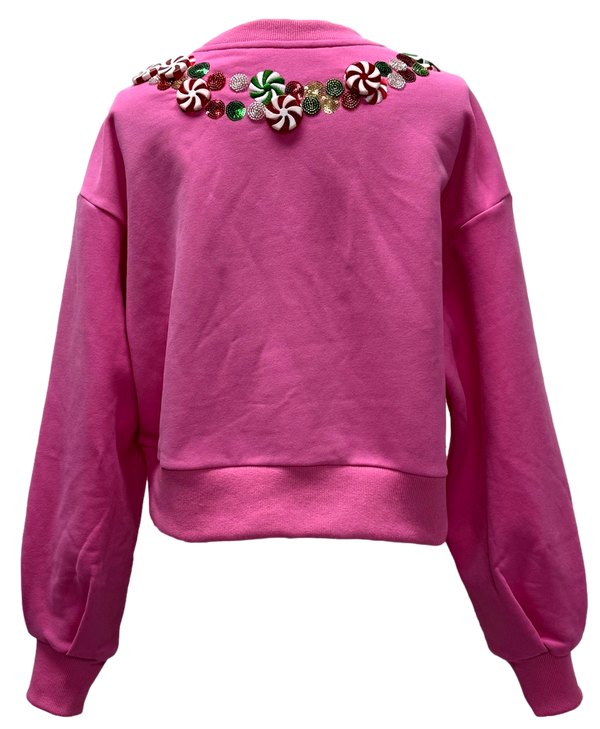 Hot Pink Peppermint Neck Sweatshirt- (Women)