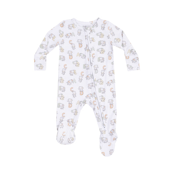 Vintage Elephant ABC 2 Way Zipper Footie