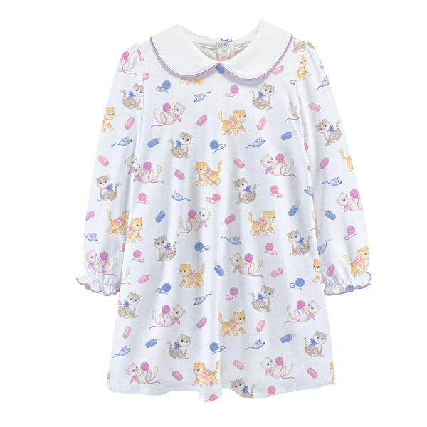 Kitty Playtime Printed Dress W/ Round Collar