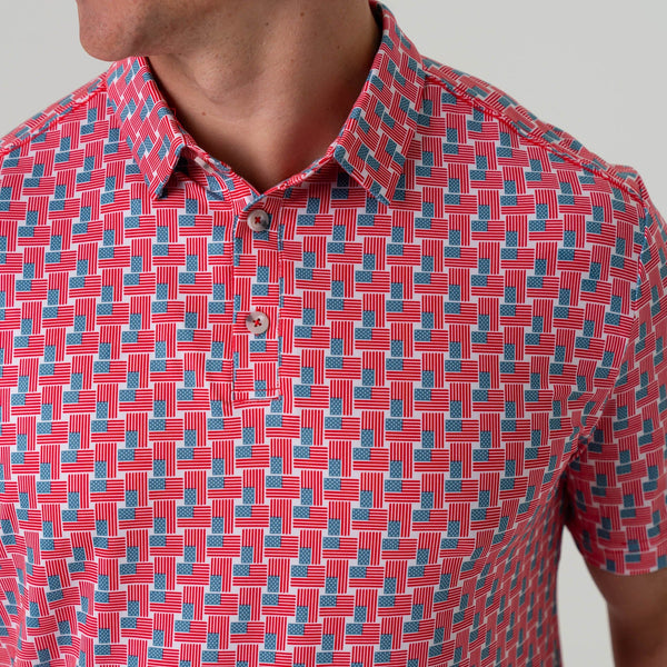 Performance Polo- American Flag Print (Men's)