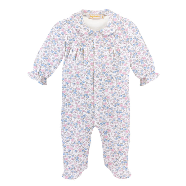 Tiny Soft Floral Footie W/ Round Collar