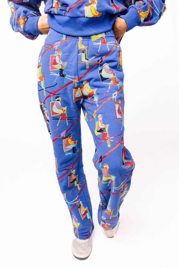 Royal Blue Ski Lift Sweat Pant- (Women's)